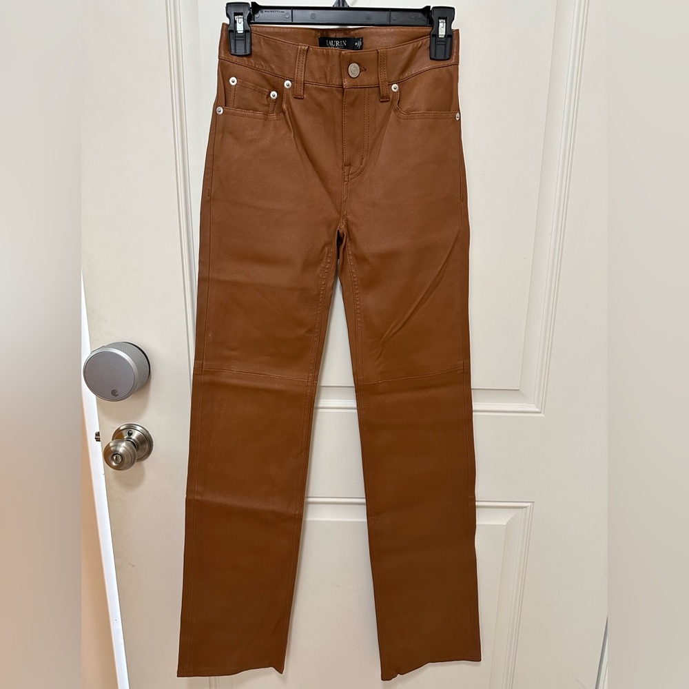 NWOT Ralph Lauren Brown Leather Pants